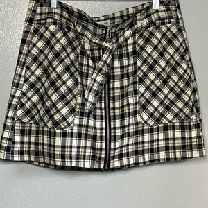 Rewind Black and Cream Plaid‎ Skater Skirt